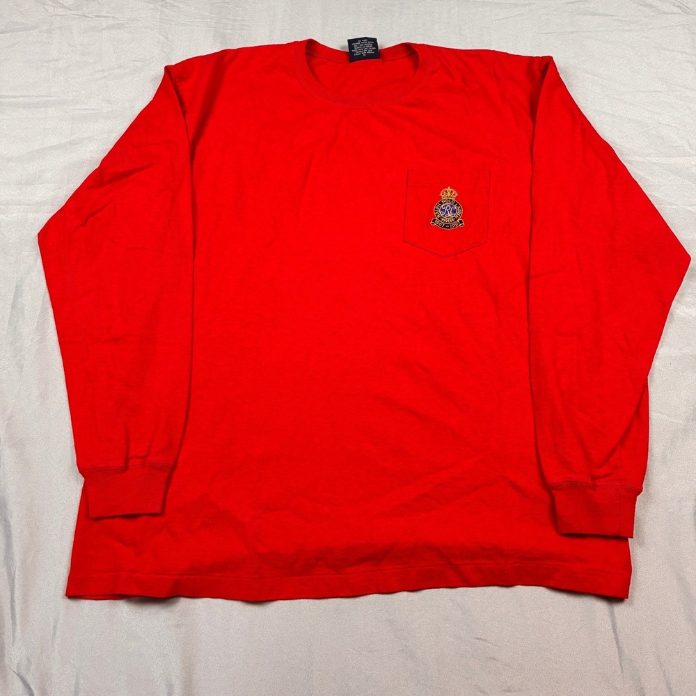 Polo Ralph Lauren Pocket Shirt L/S Medium Red Crest Embroidered Y2K Utility